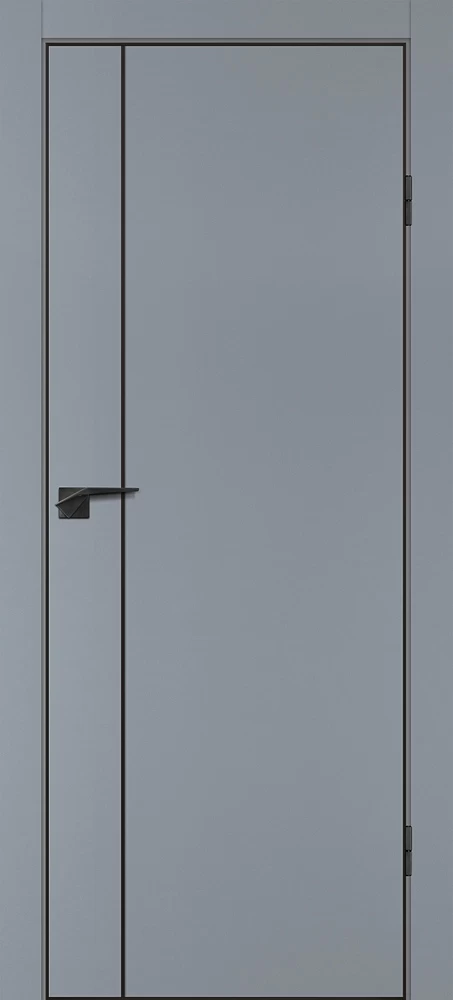 Фото Межкомнатная дверь P-21  черный молдинг PET,  кромка ABS черная c 4-х ст. Серый матовый