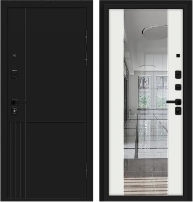 Дверь Браво Optim Z-2 Нео Зеркало Муар черный/Белый