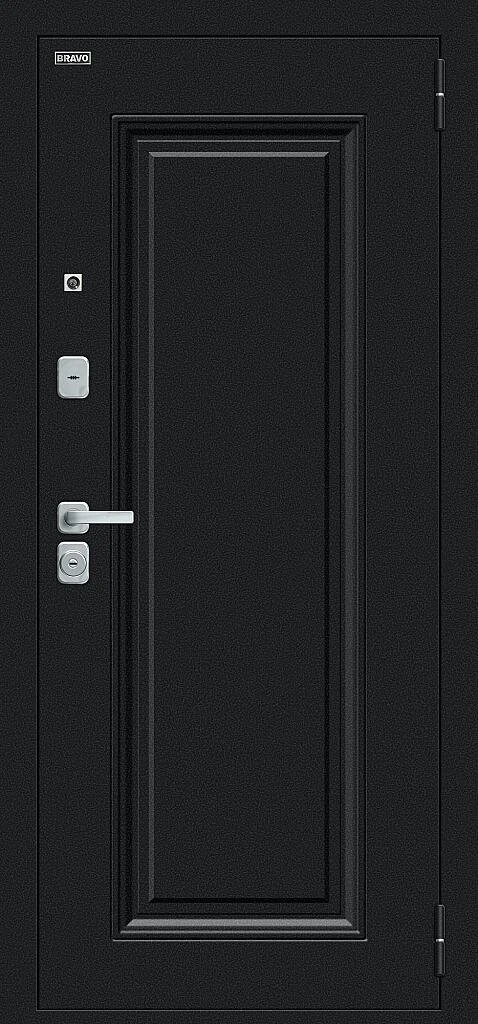 Входная дверь Флэш МФ/BChrome Букле черное/Bianco Melinga BR6197 внешняя сторона