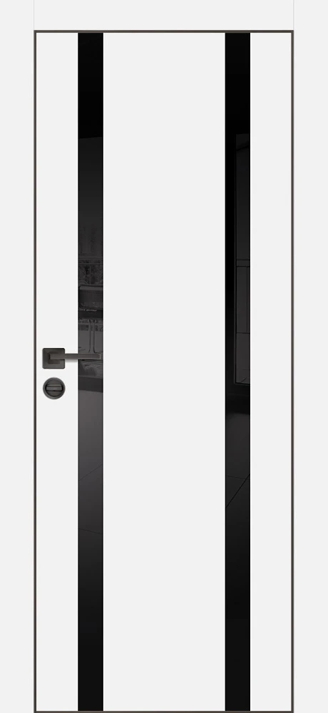 Фото Межкомнатная дверь PX-9  черная кромка с 4-х ст. Белый матовый