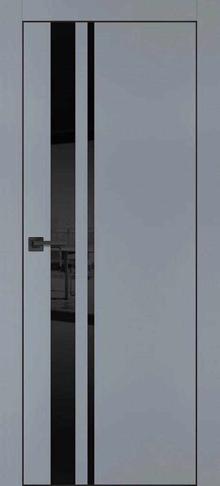 Фото Межкомнатная дверь PX-16 черная кромка с 4-х ст. Серый матовый